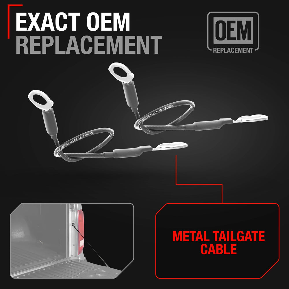 T1A cables installed on Ford F-Series tailgate demonstrating even support
