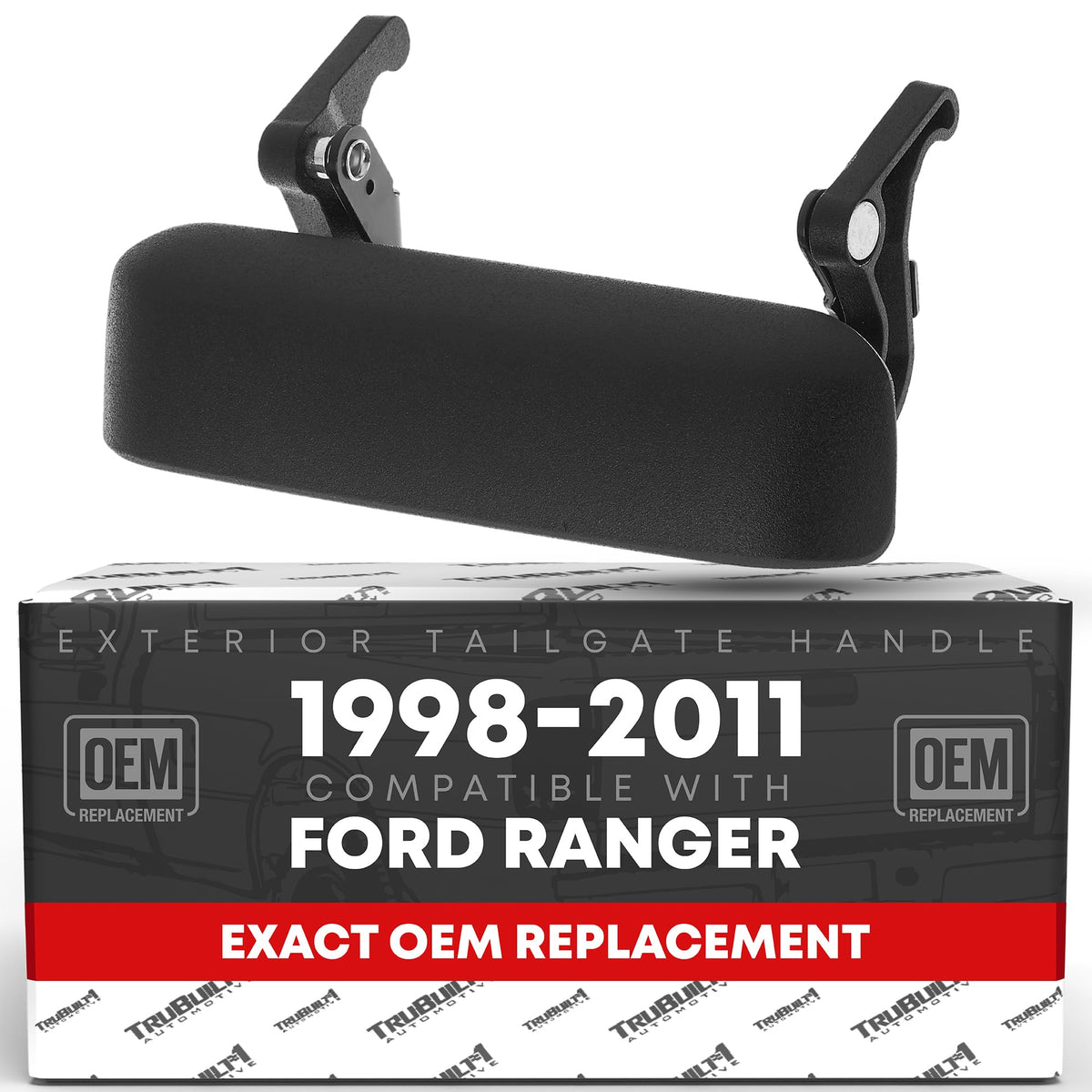 T1A tailgate handle front view showing fit and clean finish, durable replacement