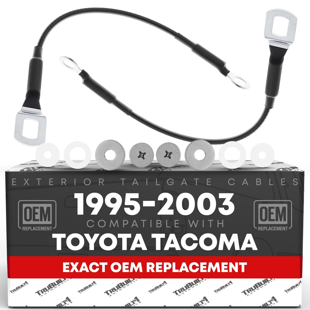 T1A front view of pair of replacement tailgate support cables showing fit