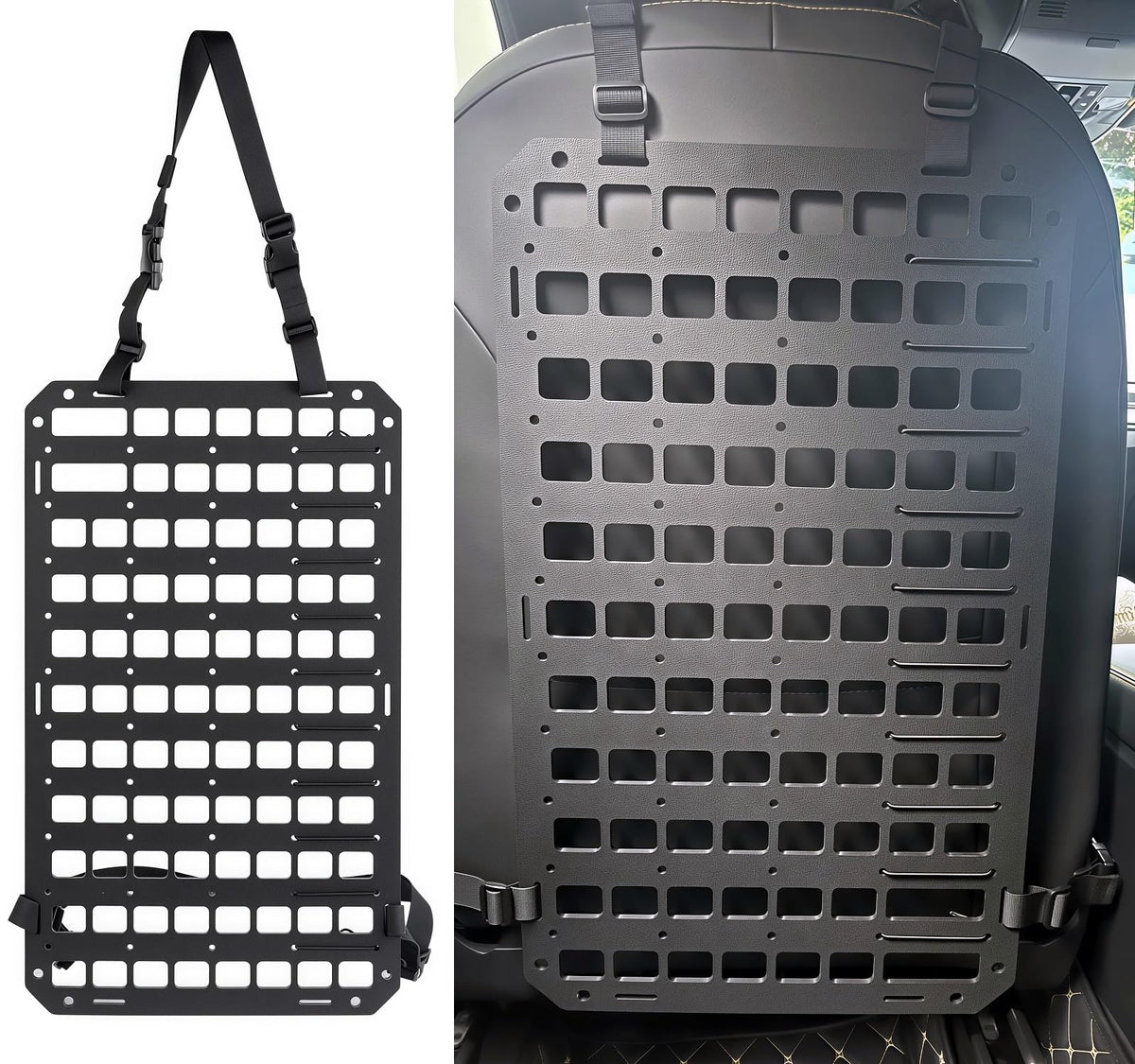 TACNEX panel front view showing MOLLE layout and durable finish for organized storage