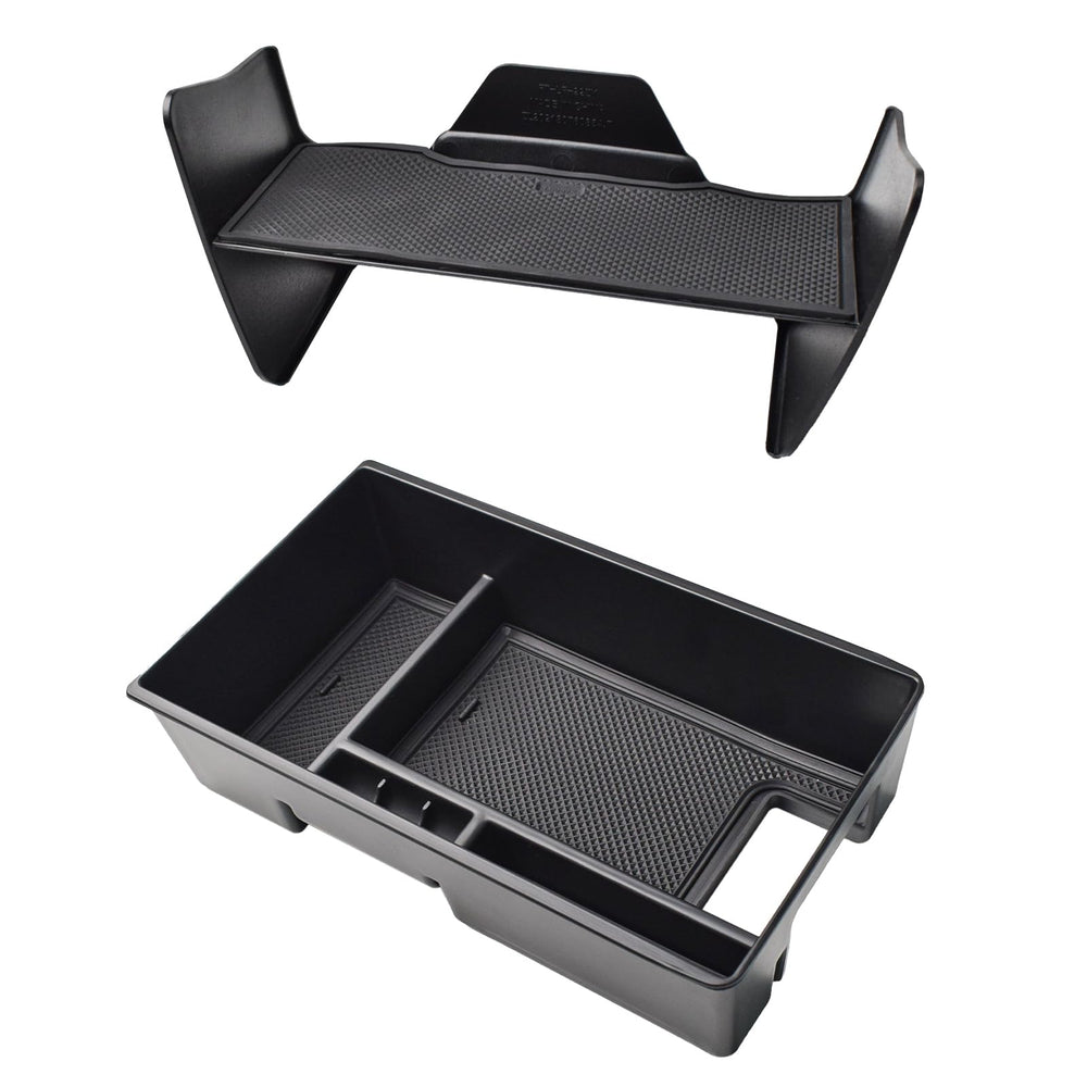 TACOBRO front view of console trays showing neat compartments and quick access benefit