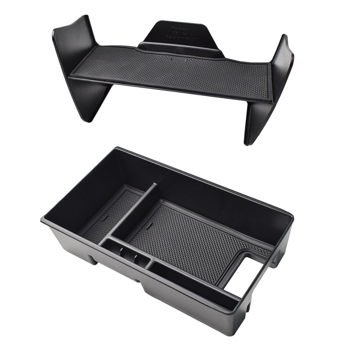 TACOBRO front view of console trays showing neat compartments and quick access benefit