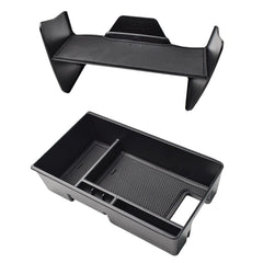 TACOBRO front view of console trays showing neat compartments and quick access benefit