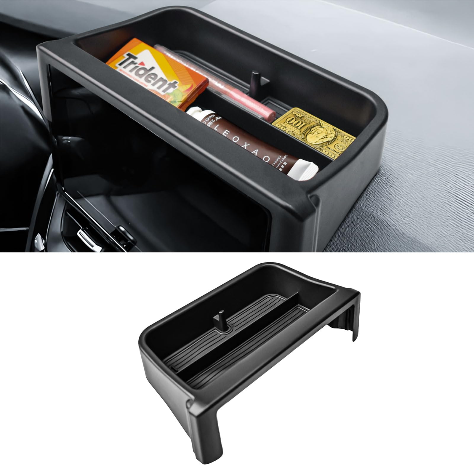 TACOBRO front view of dashboard organizer showing perfect dashboard alignment and tidy storage