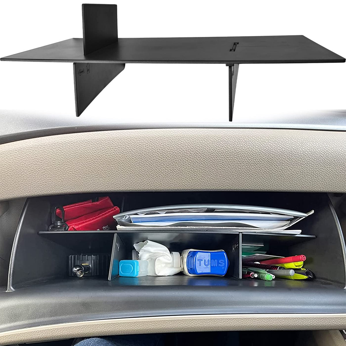TACOBRO front view installed in Honda glove box for tidy storage and quick access