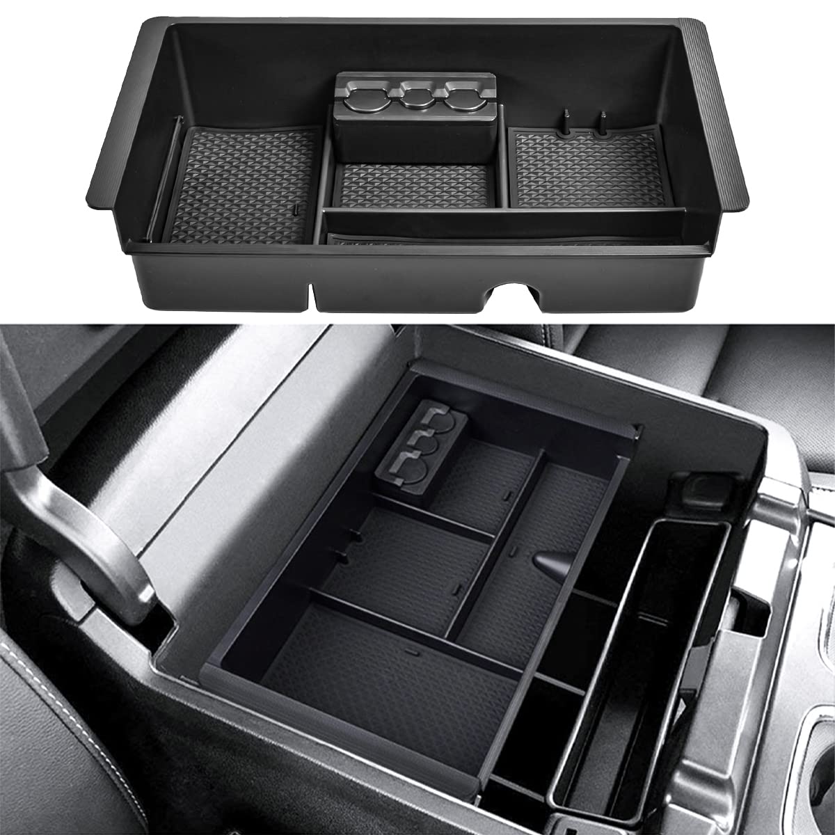TACOBRO lifestyle shot inside cab illustrating tidy storage for everyday driving items