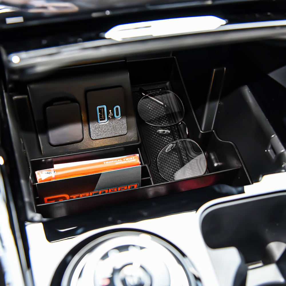 TACOBRO lifestyle view of dashboard and console highlighting driving convenience