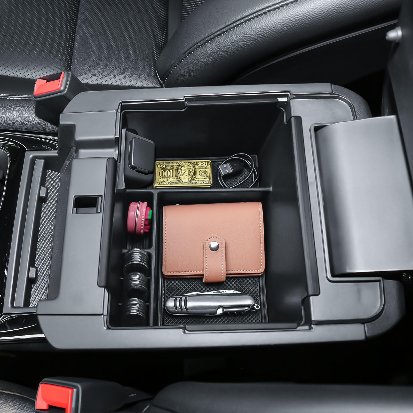 TACOBRO tray with charging cable showing accessible port and clean routing
