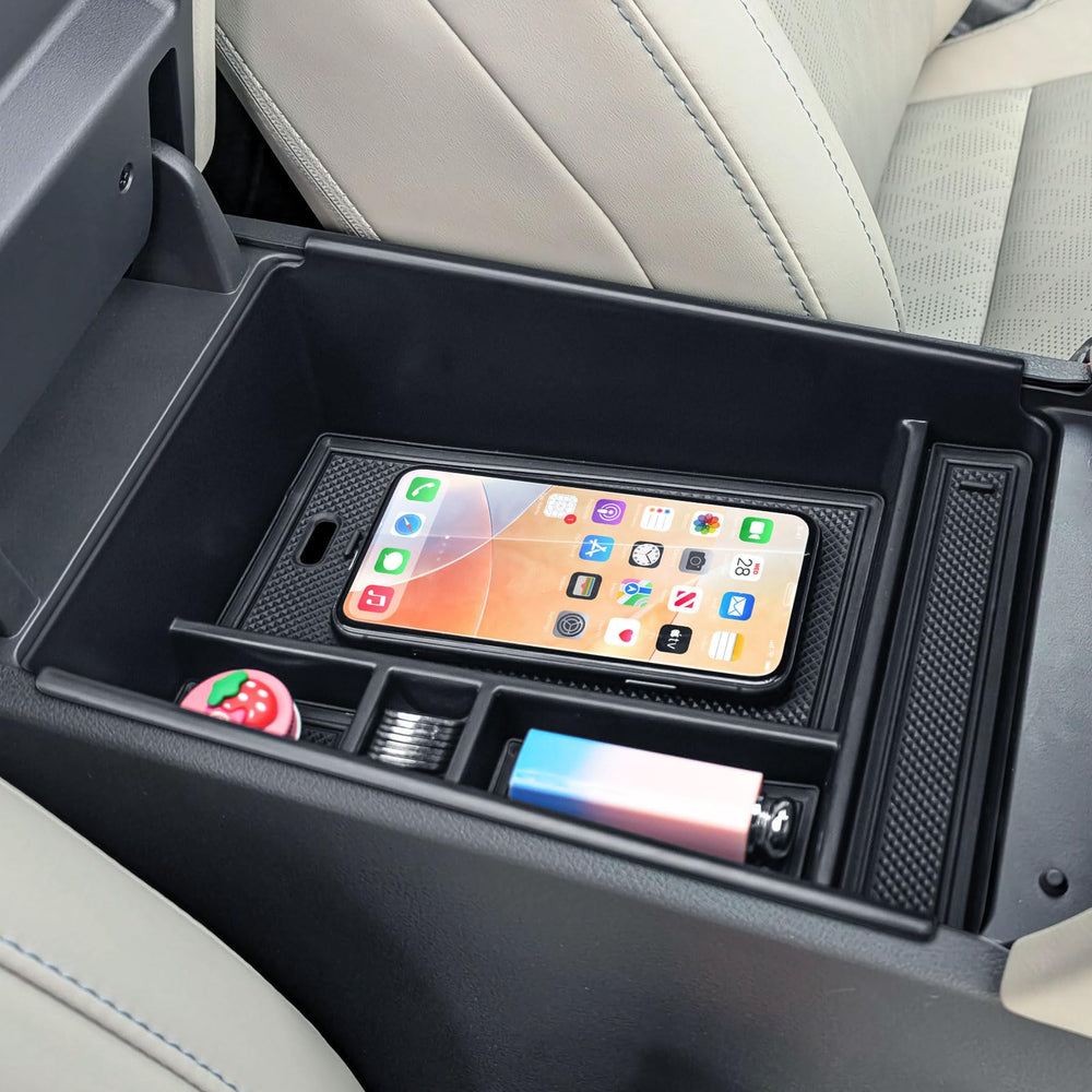 TACOBRO tray filled with keys phone sunglasses showing convenient everyday organization