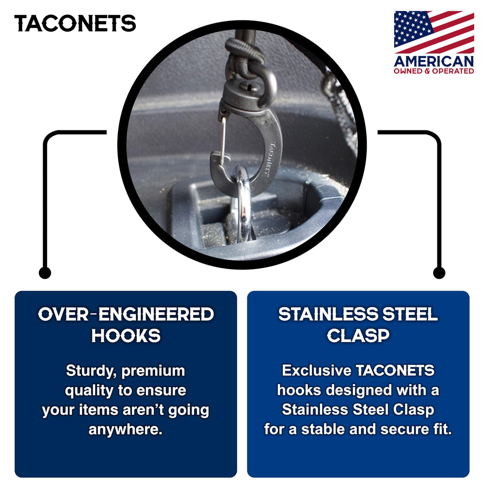 TacoNets folded into storage pouch showing compact stowage benefit