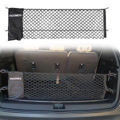 TacoNets front view installed in Acadia trunk showing secure fit and organization