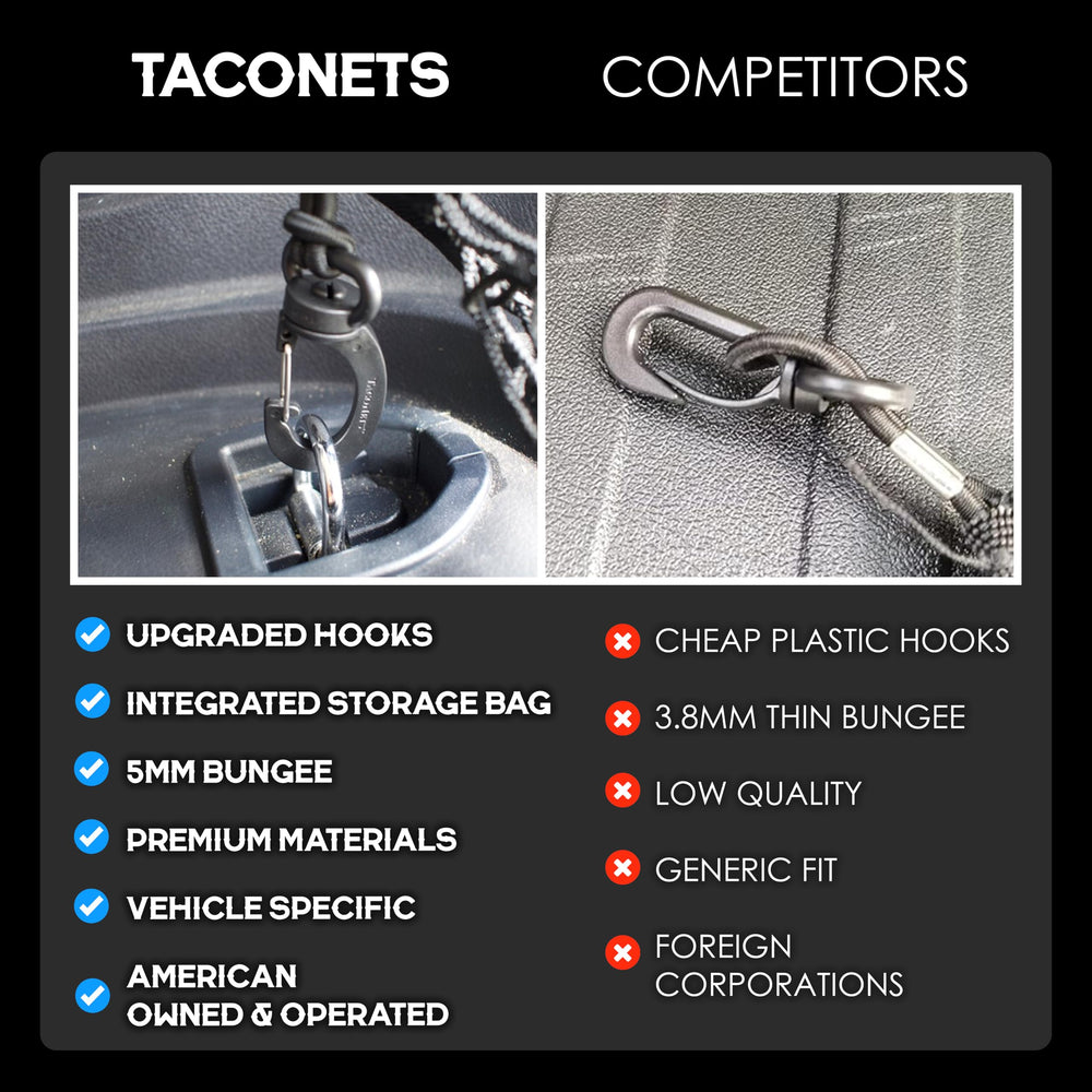 TacoNets folded in storage bag highlighting quick removal and tidy storage