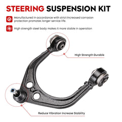 TadaMark front upper control arm closeup showing steel construction and reinforced joints for improved durability