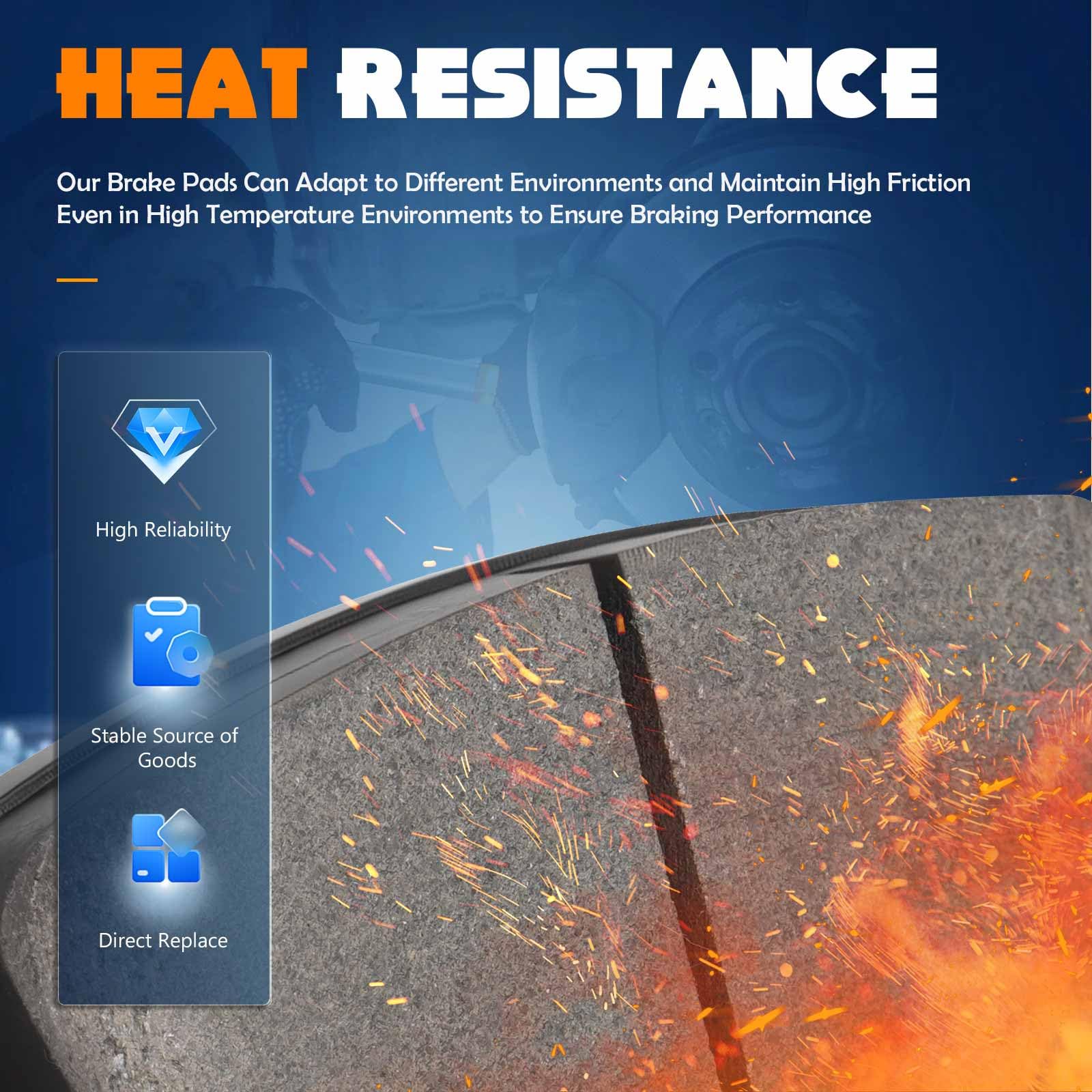 TadaMark rear ceramic pads close-up surface with low-dust advantage