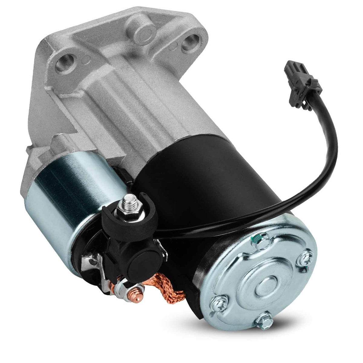 TadaMark starter front view showing mounting flanges and compact design for easy fit