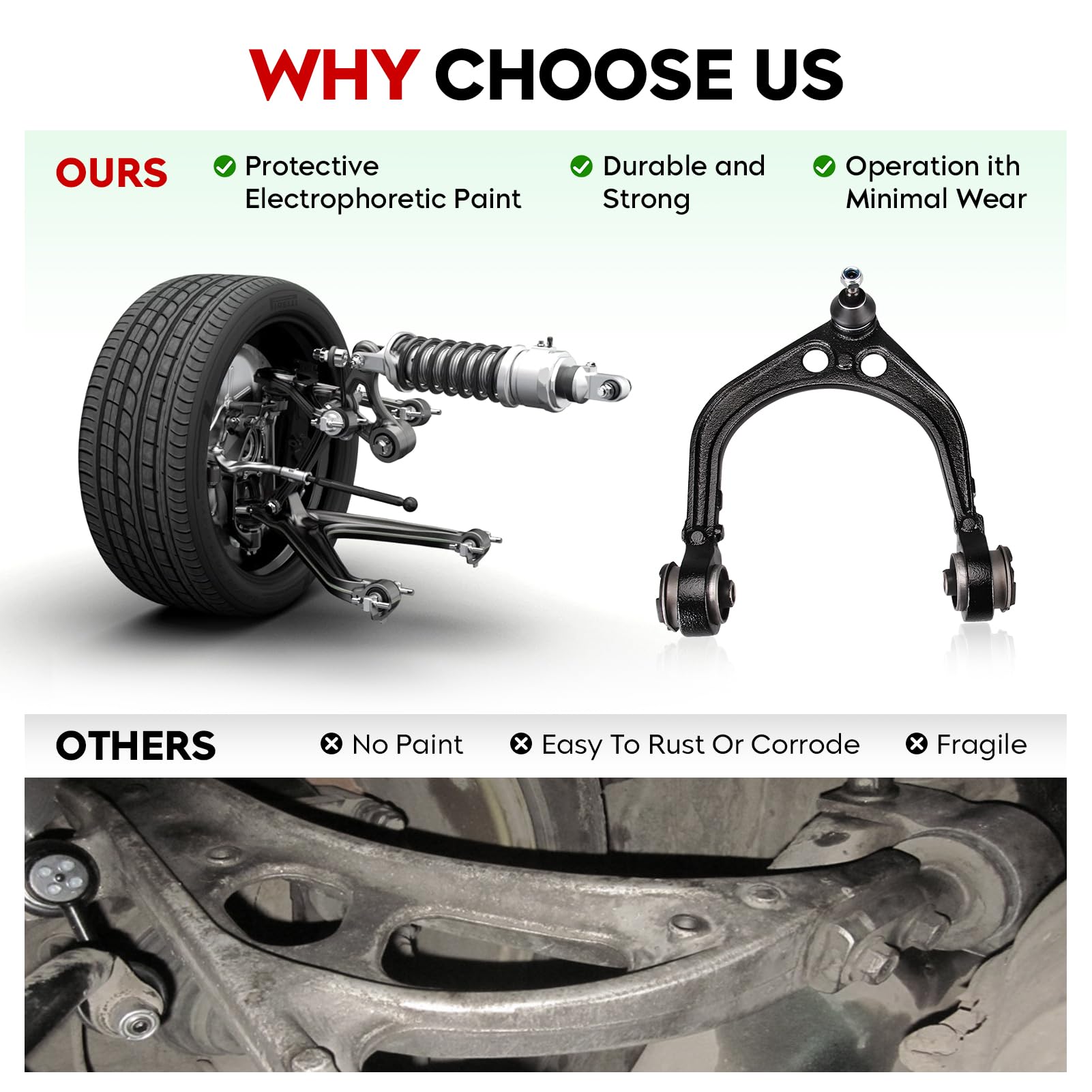 TadaMark tie rod end and ball joint assemblies displayed together to show precise steering linkage replacement