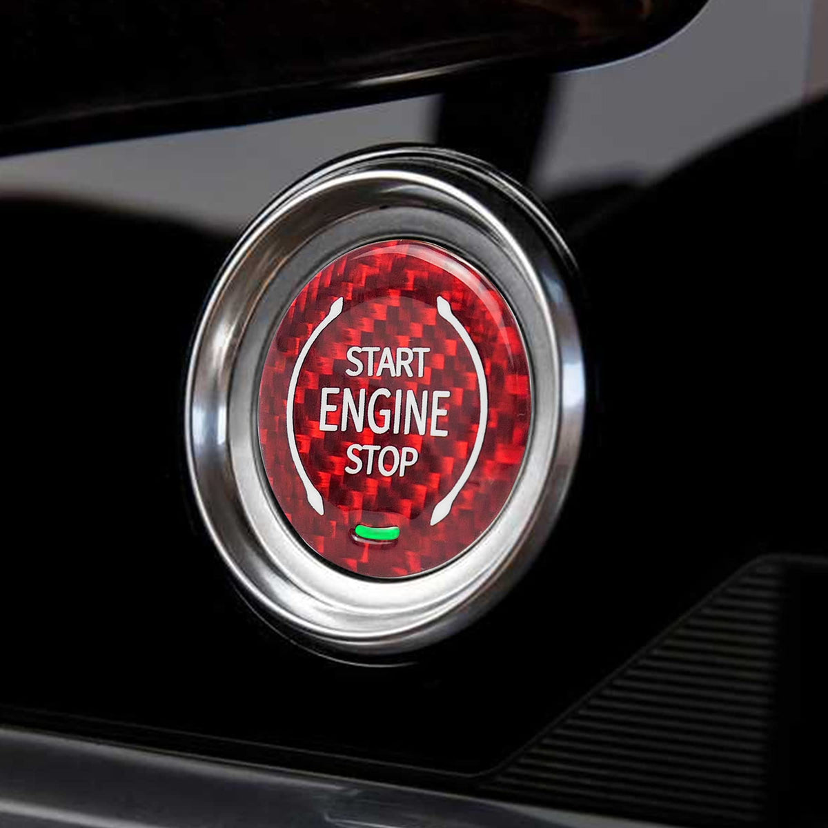 TADYAO front view of carbon fiber push start button cover showing sleek finish and upgraded look