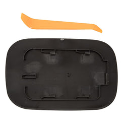 Taesayl fuel door side profile showing hinge alignment and easy snap-in benefit