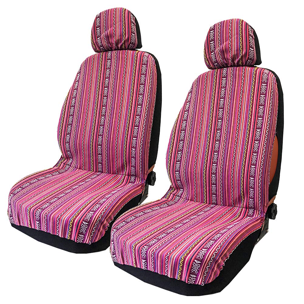 TAGMORE front view showing full pink boho seat covers and protection
