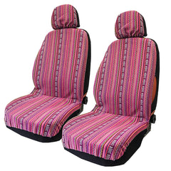 TAGMORE front view showing full pink boho seat covers and protection