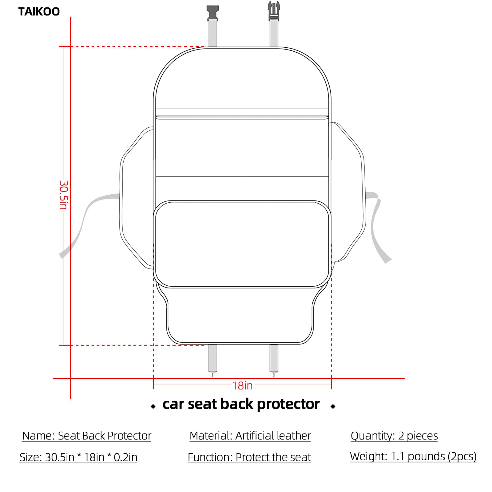 TAIKOO padded tablet pocket holding device for hands-free rear-seat viewing
