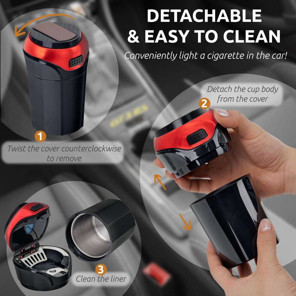 TAKAVU ashtray seated in car cup holder for secure placement