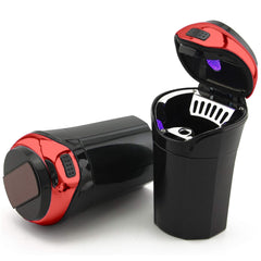 TAKAVU red ashtray front view showing lid and compact cupholder fit