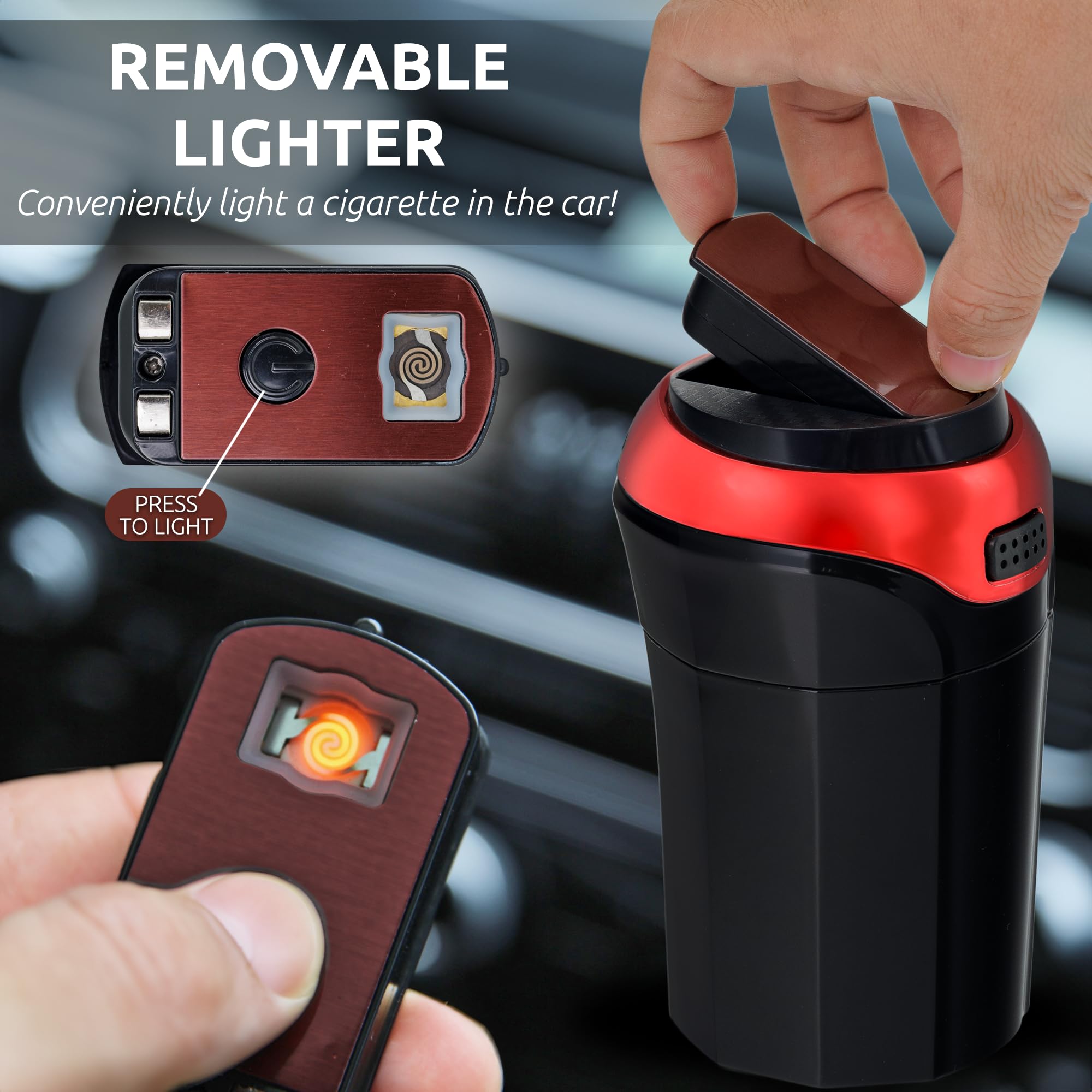 TAKAVU removable lighter in lid for instant lighting convenience