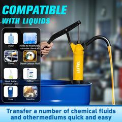 TALFIT pump installed in a 55 gallon drum showing secure fit and easy dispensing