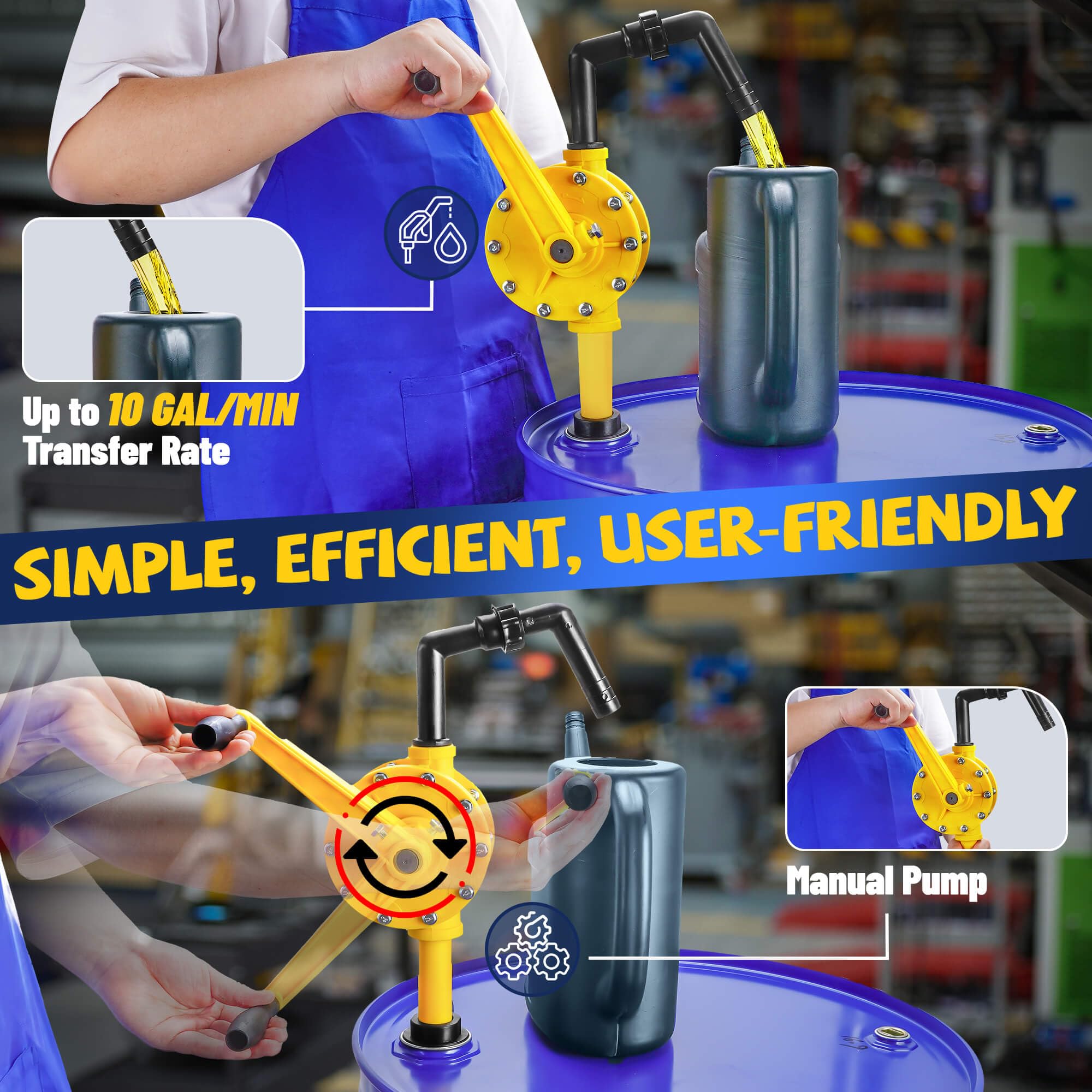 TALFIT close-up of rotary crank for easier manual pumping and reduced fatigue