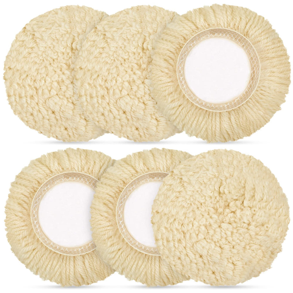 Tallew front view of 6-pack 3-inch wool pads showing compact packaging and benefits