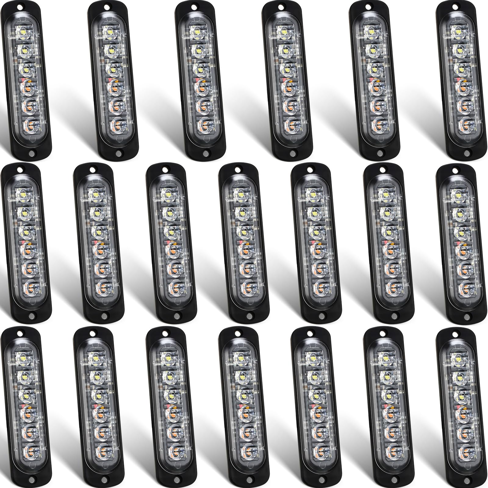 Tallew front view amber white strobe lights showing LED array and compact design for visibility