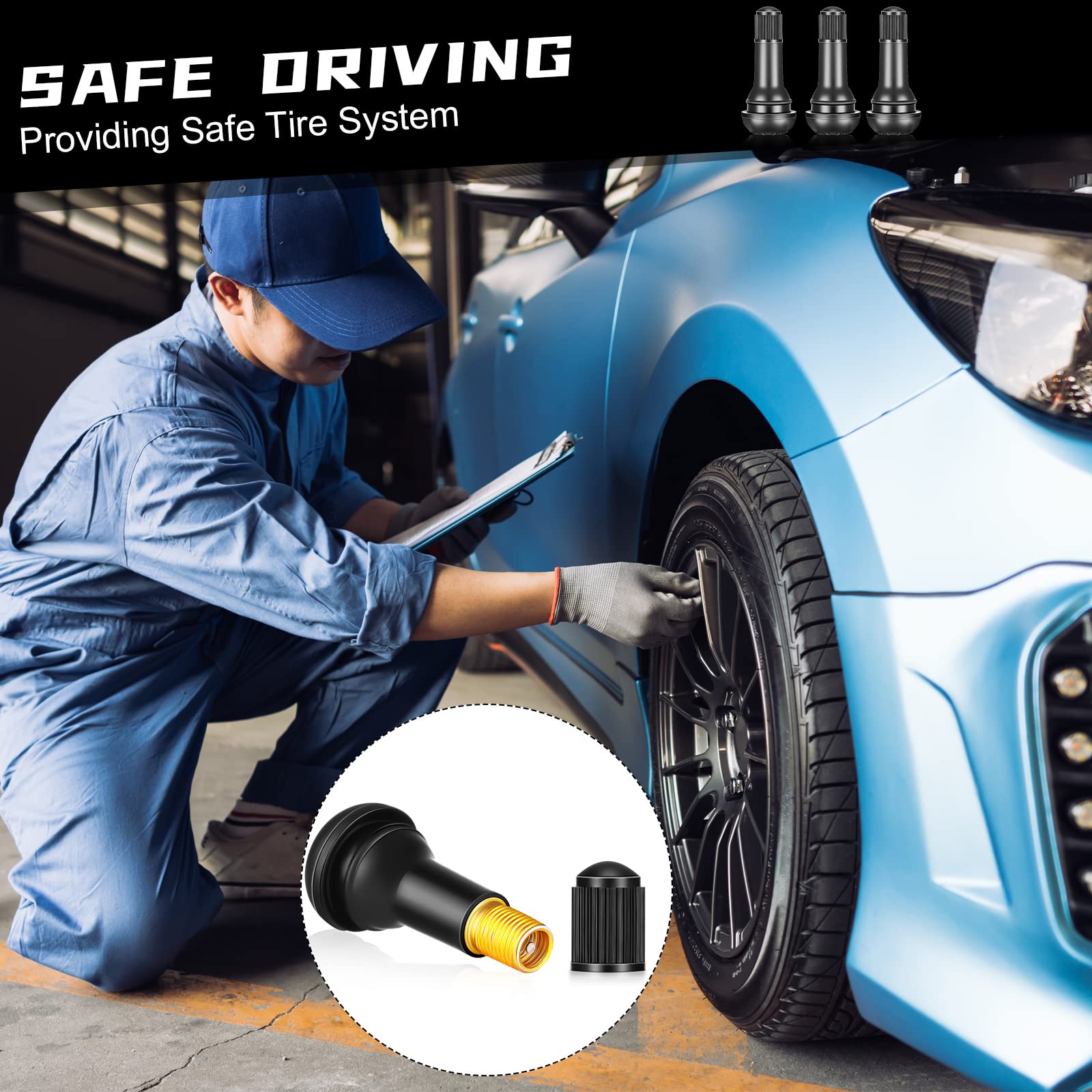 Tallew valve stem fitted in car wheel illustrating proper sealing
