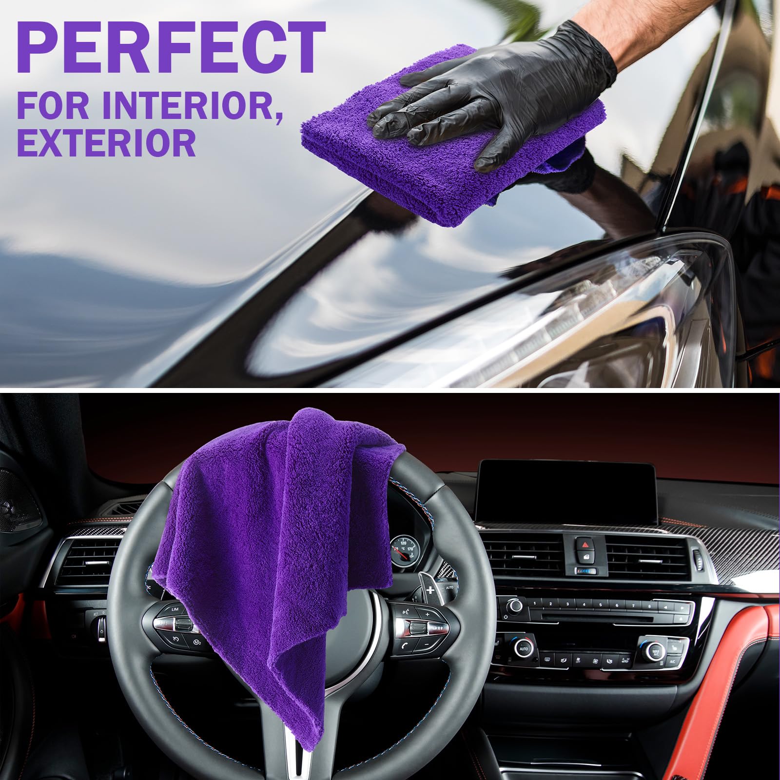 Tallew towel held in hand showing 40x40cm size for easy handling and control