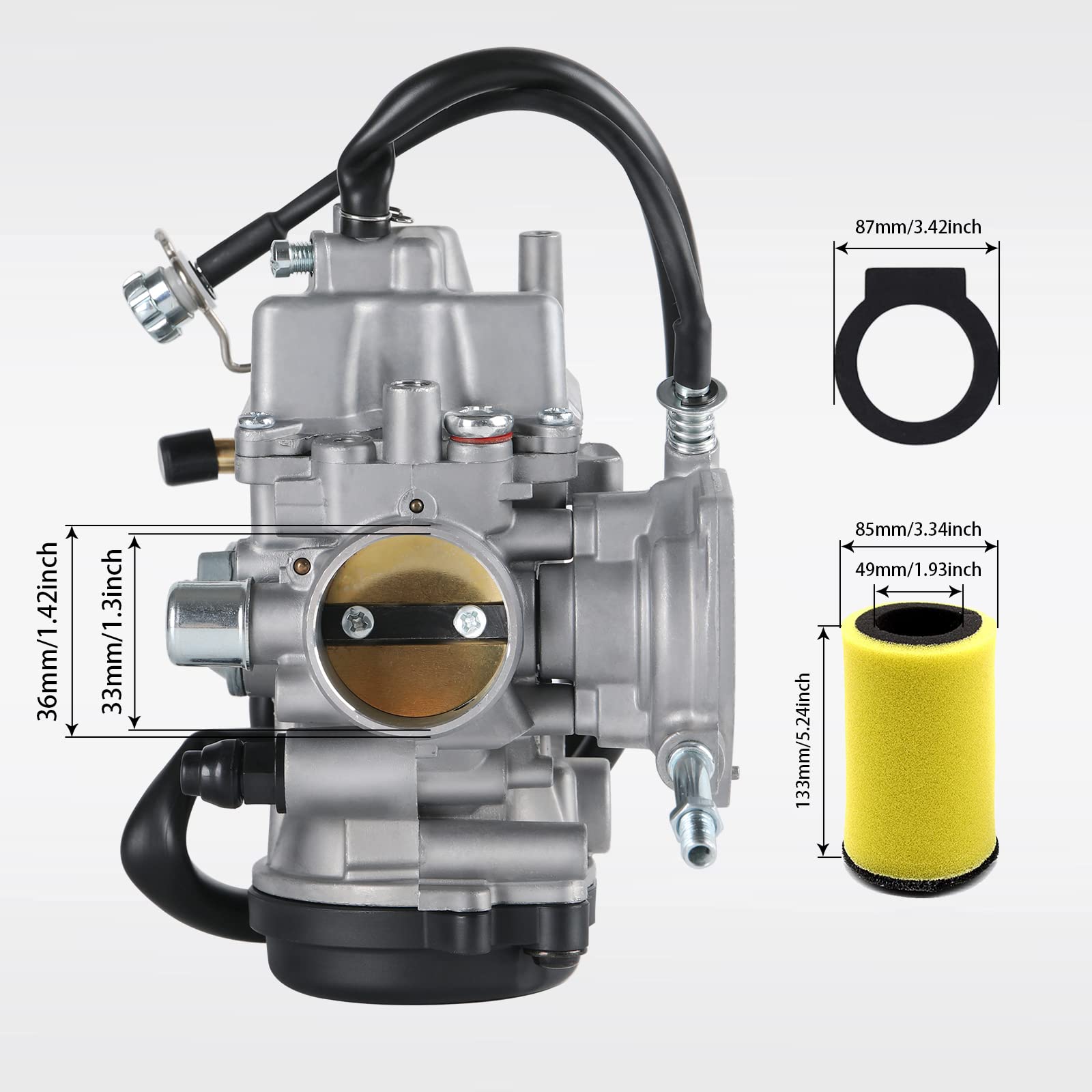 TANG carburetor installed on Yamaha ATV illustrating improved throttle response benefit