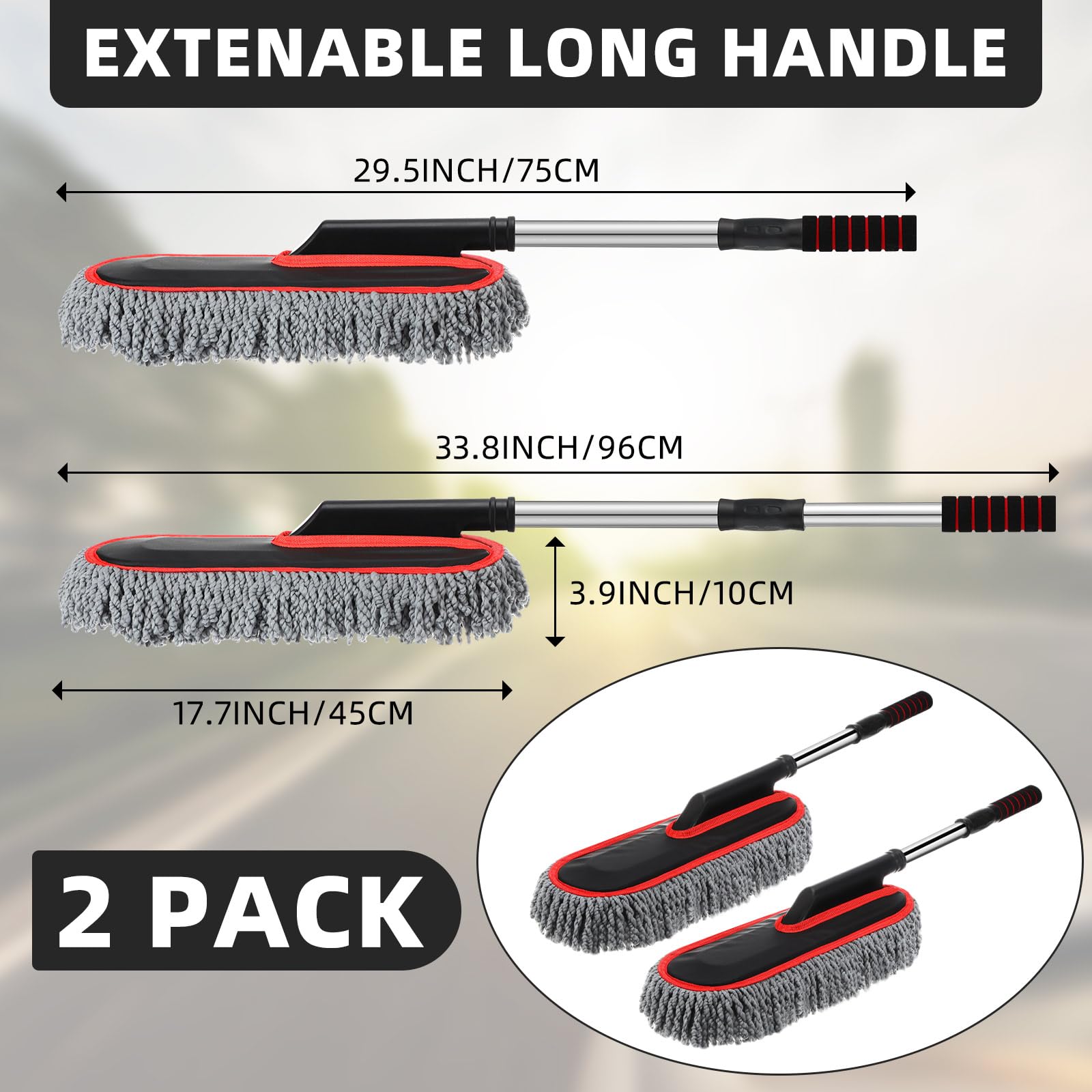 Tanlade telescoping stainless steel handle extended to reach rooflines, provides extended reach