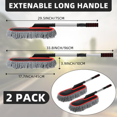 Tanlade telescoping stainless steel handle extended to reach rooflines, provides extended reach