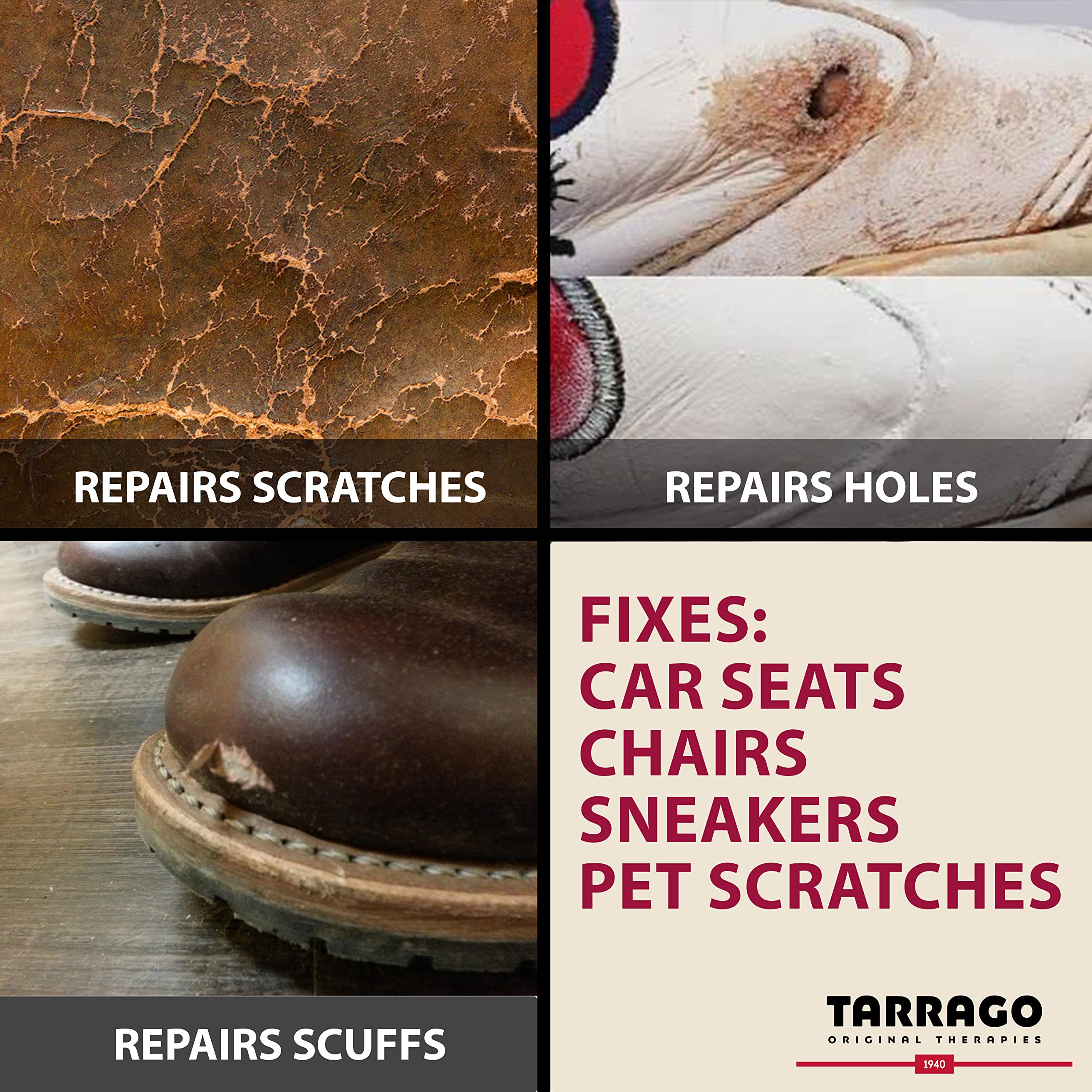 Repairing a shoe with Tarrago filling paste demonstrating precise restoration and durability