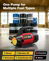 TaskStar mounted on 55-gallon drum showing scale and rapid transfer advantage