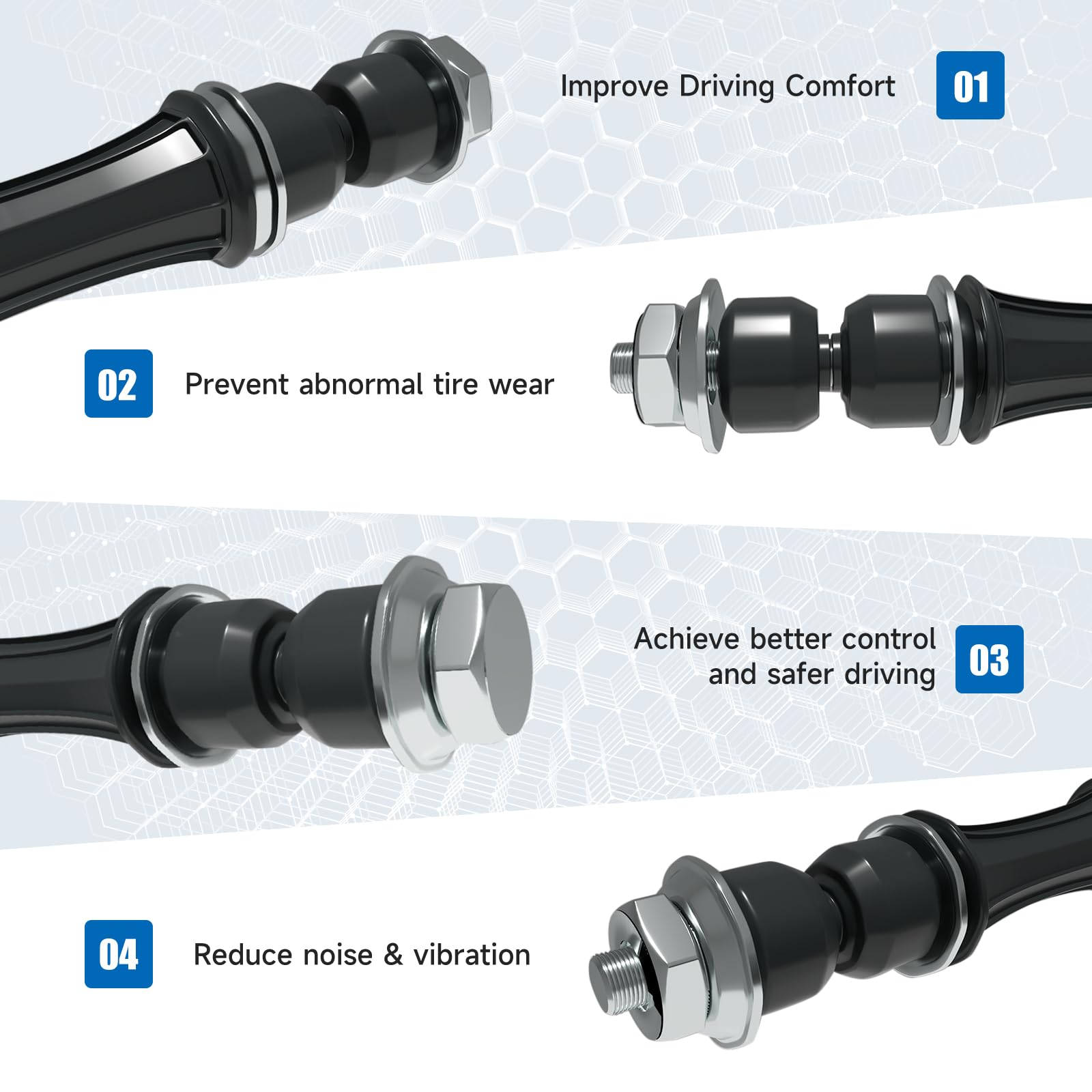 TCHENPART sway bar link next to ruler for accurate size and fit confirmation