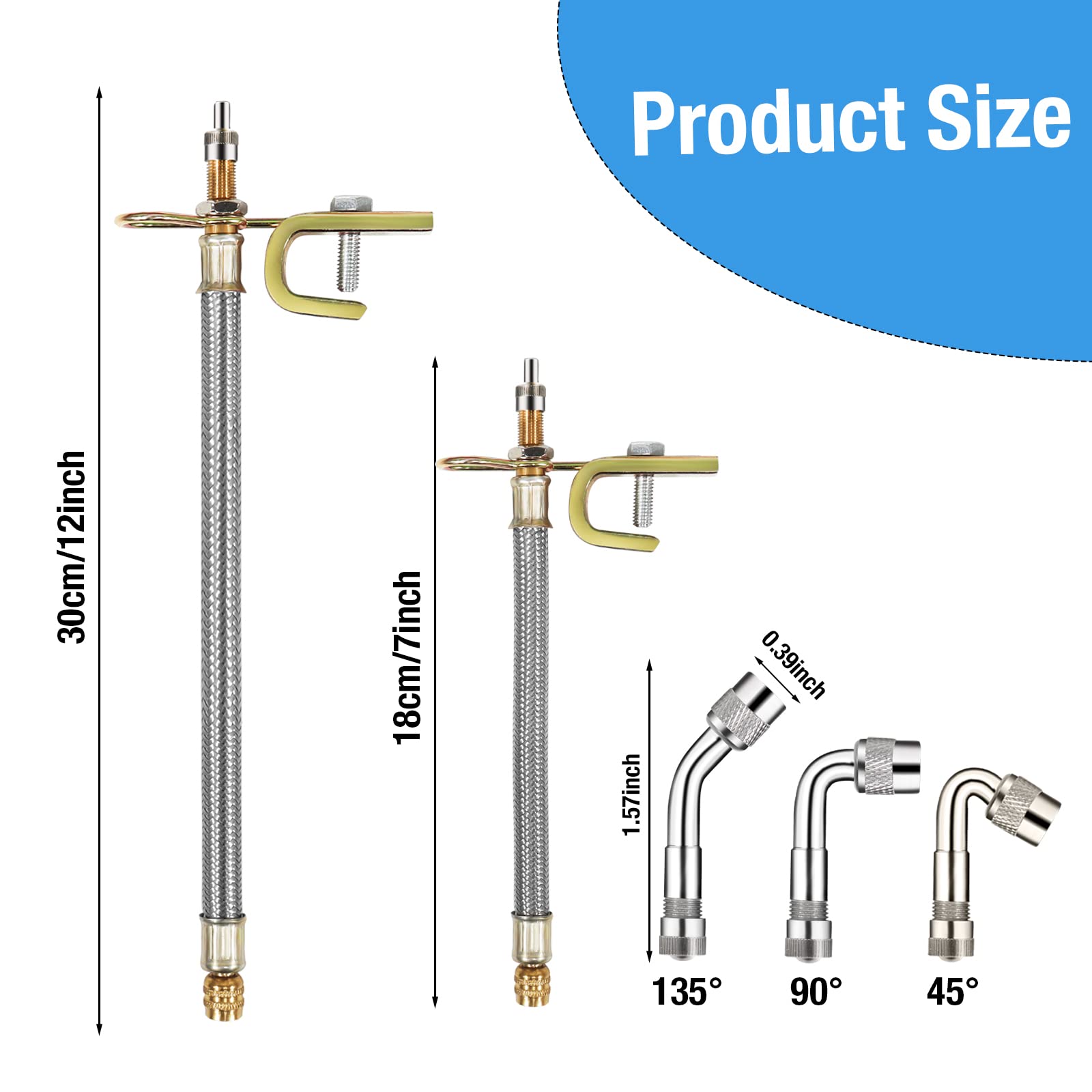 tchrules brass adapters group showing 45°, 90°, and 135° angles for versatile valve access