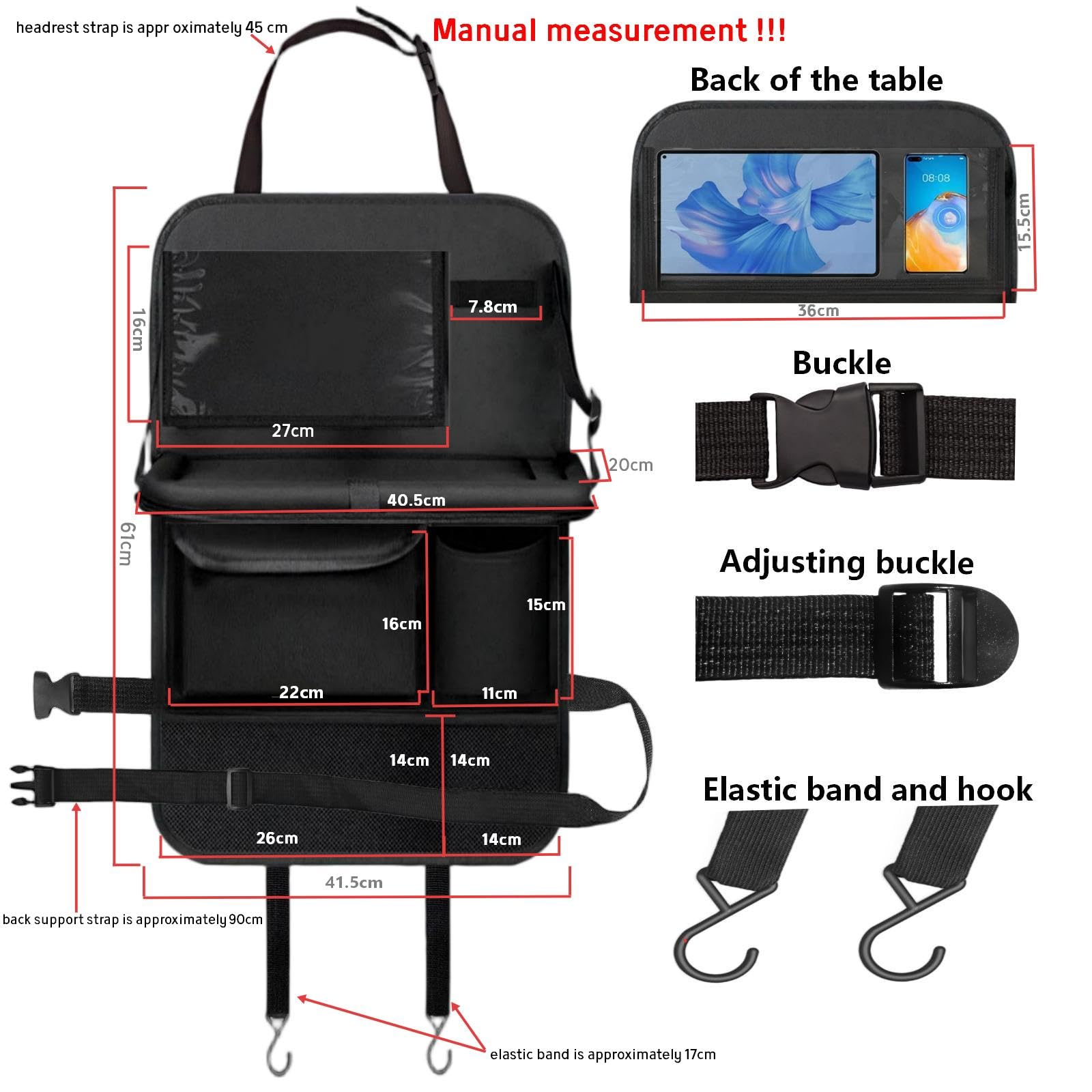 TCJJ tablet pocket in use holding a 10-inch device for passenger entertainment