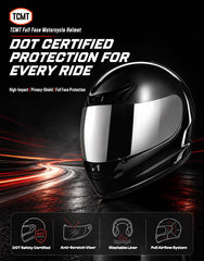 TCMT helmet mirror shield close-up highlighting anti-scratch and clear vision