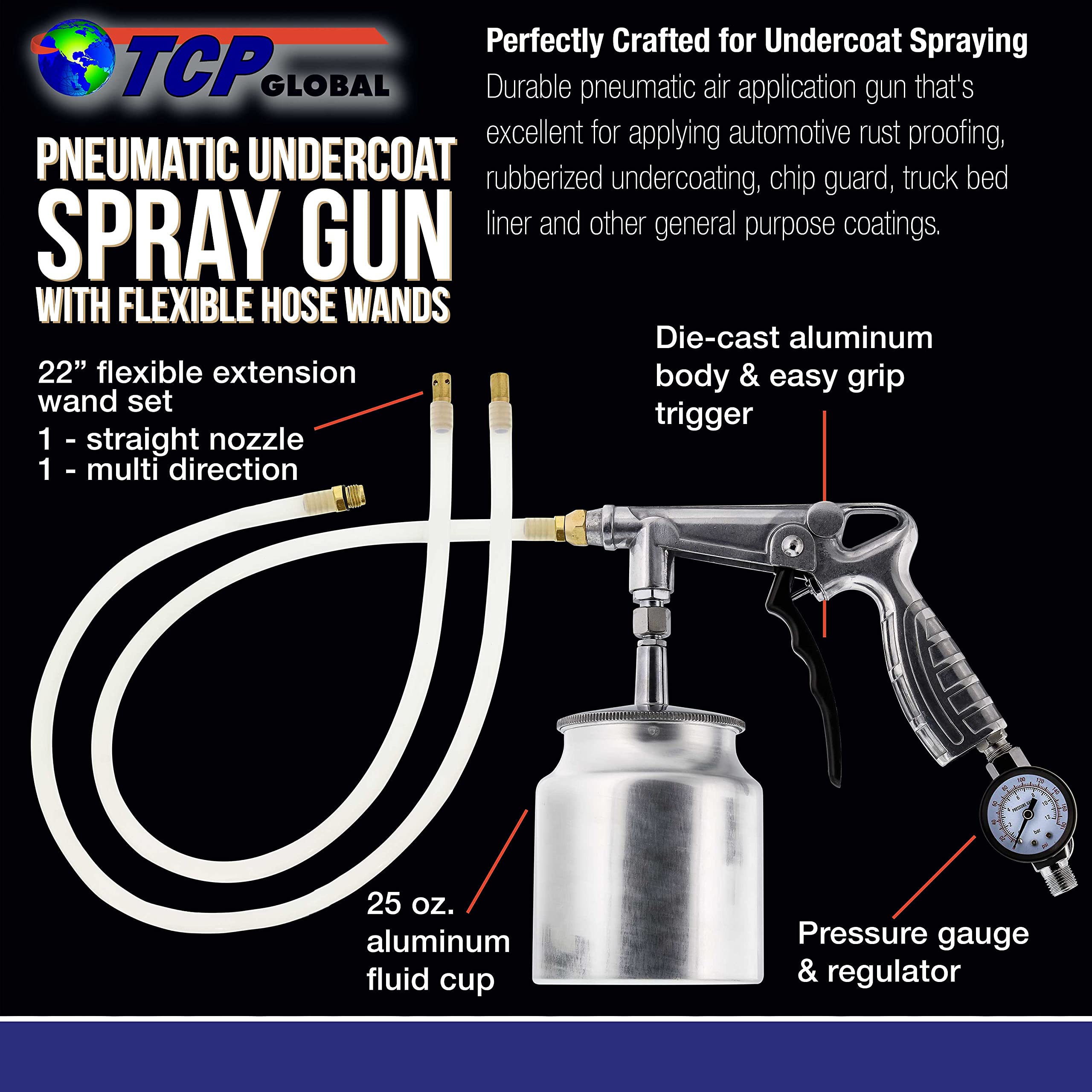 TCP Global close-up of built-in regulator gauge for precise pressure adjustments