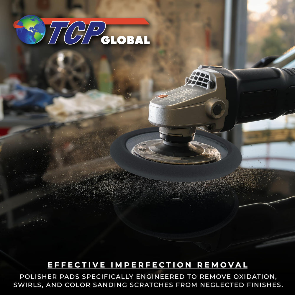 TCP Global cross-section showing open-cell airflow foam that reduces heat and improves polishing consistency