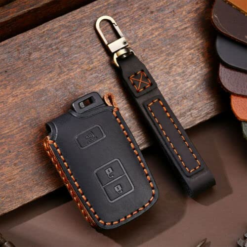 TEAMWILL black leather key cover front view showing fit and protection