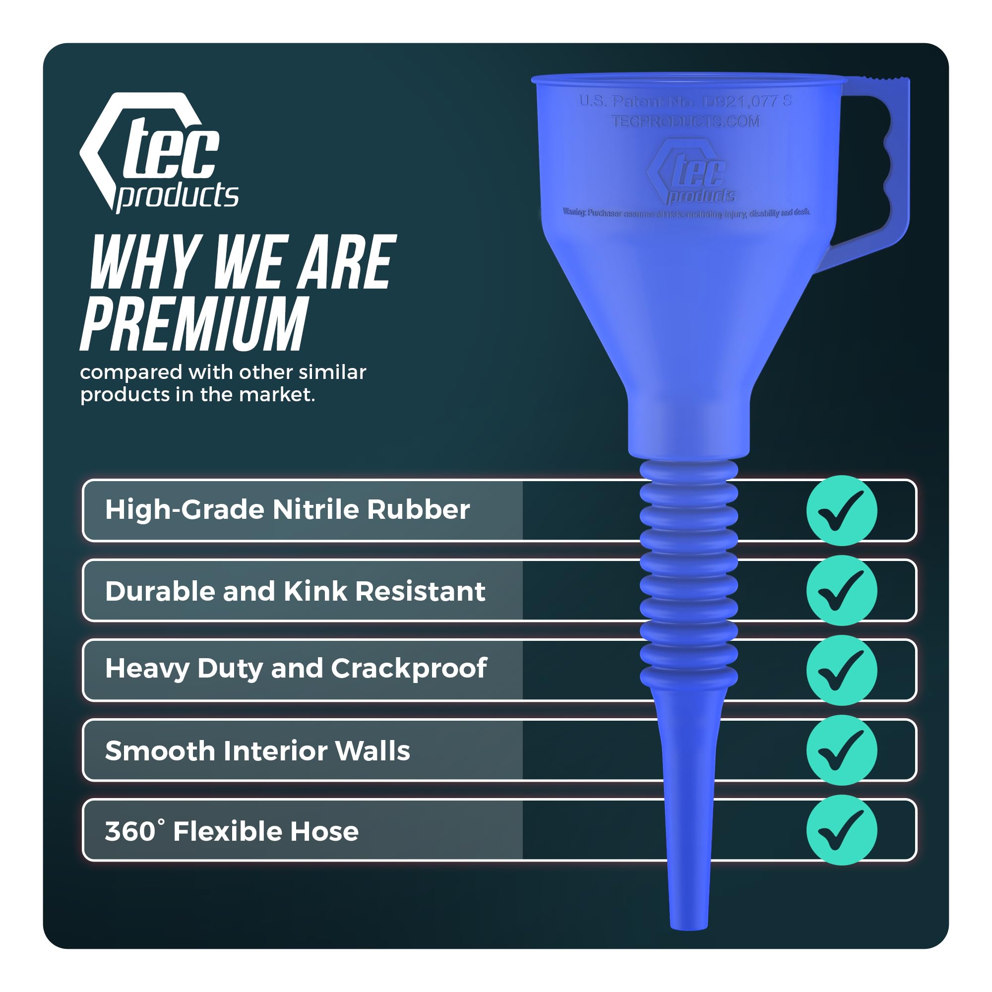 TEC Products close-up of the 4-inch mouth to speed pour accuracy