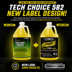 Technicians Choice TEC582 label close-up highlighting product features and usage
