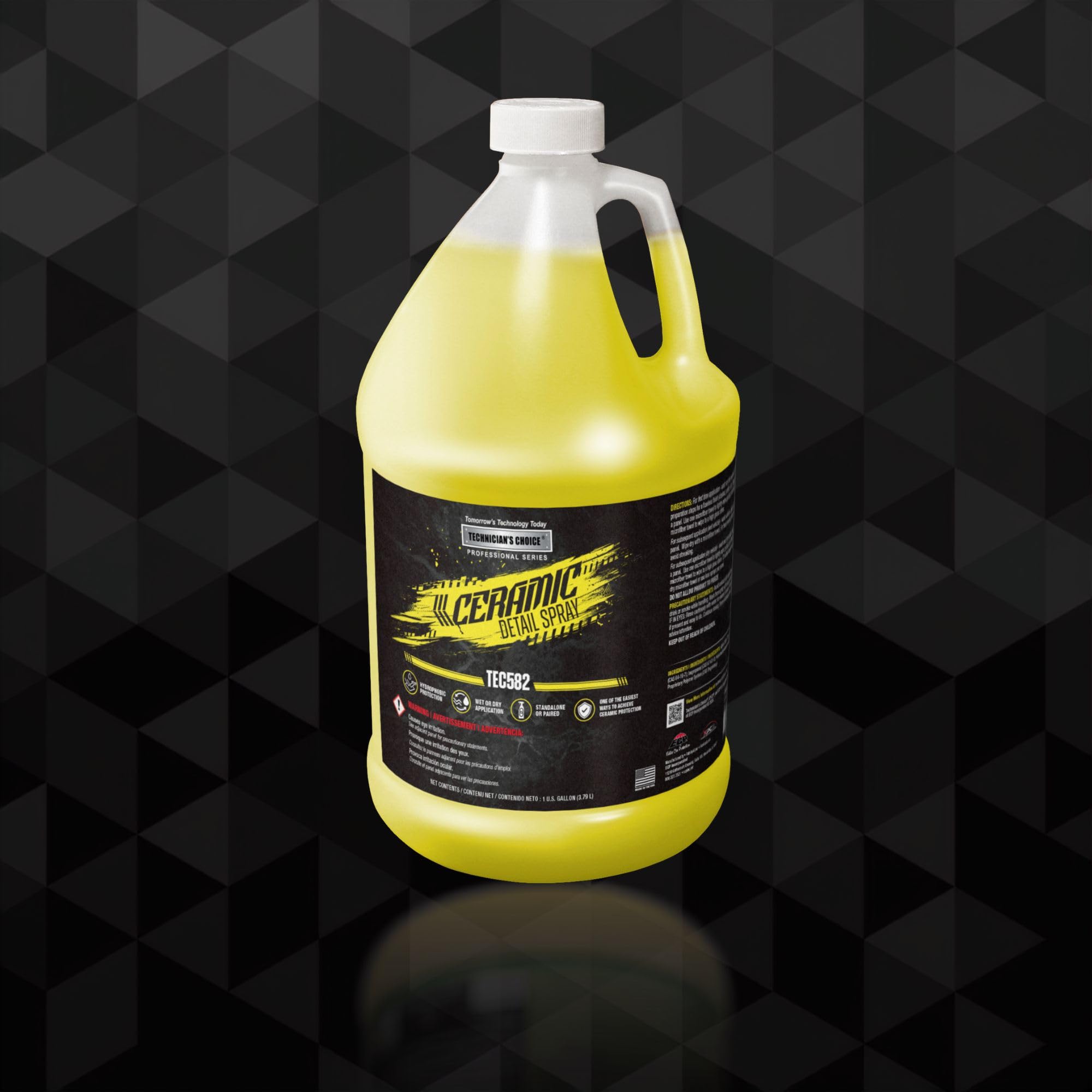 Technicians Choice TEC582 gallon next to a standard bottle to show professional volume