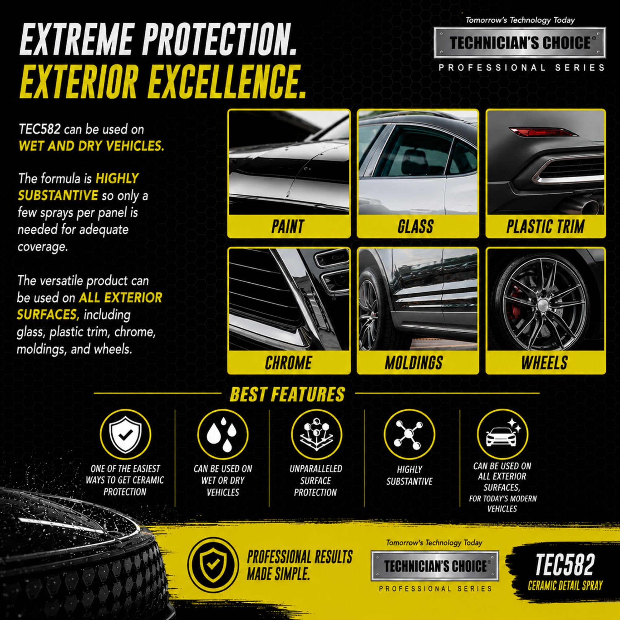 Technicians Choice TEC582 restoring plastic trim to a uniform, protected finish